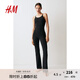 H&M女裝連體衣春季SoftMove?運動連身衣1178261 黑色 160/88