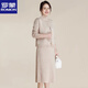 羅蒙（ROMON）中年媽媽裝套裝連衣裙兩件套2025春秋季新款中老年女裝洋氣外套女 ASN24fks 米色 XL （推薦115~135斤）