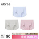 ubras無尺碼包臀無痕隱形高彈女士內(nèi)褲女7A抗菌棉襠平角褲-3條裝均碼
