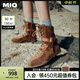 MIO歐陽(yáng)娣娣|羅予彤同款米奧高幫賽車女2025新款拳擊馬丁靴綁帶長(zhǎng)靴 棕色 38 (240mm)