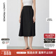 朗姿【尖貨補(bǔ)單】法式復(fù)古赫本風(fēng)黑色半身裙女新款傘裙高腰顯瘦a字裙 黑色 L