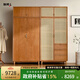 聯(lián)邦（LANDBOND） 家具 全實(shí)木雙開門衣柜 簡(jiǎn)約臥室木質(zhì)衣櫥櫻桃木藤編儲(chǔ)物柜子 可納雙門實(shí)木柜體丨櫻桃木