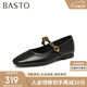 百思圖25春簡(jiǎn)約復古瑪麗珍鞋方跟女單鞋M1107AQ5 黑色 38