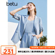 百圖betu女裝夏季新款女裝簡約知性西裝短褲三件套套裝女2304D04 淺藍 L