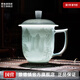 景德鎮(zhèn)（jdz）陶瓷家用中式手工長城茶杯茶具帶蓋辦公泡茶杯喝茶水杯送老師禮物 影青浮雕山水茶杯