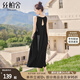絲柏舍無(wú)袖連衣裙2025春夏新款女裝時(shí)尚設(shè)計(jì)感圓領(lǐng)捏褶中長(zhǎng)裙