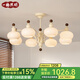 一格照明（YIGELIGHTING）法式奶油風(fēng)客廳吊燈中古風(fēng)大廳餐廳吊燈LED臥室燈具套餐組合燈飾 全光譜_8頭92CM三色變光