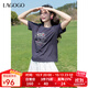 LAGOGO【涼感新疆棉】福氣小象T恤女拉谷谷2025夏新款貝殼扣短袖 藏青色 L