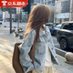 LZJV復(fù)古牛仔外套女2025秋季新款寬松韓系穿搭小個(gè)子長袖外套 藍(lán)色 L