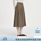 范思藍(lán)恩氣質(zhì)通勤不對稱百褶a字半身裙女秋冬2024新款裙子14622 咖色 M