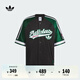 adidas復(fù)古籃球風(fēng)寬松運(yùn)動(dòng)短袖開衫男女夏季阿迪達(dá)斯官方三葉草   黑色/深綠   L