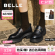 百麗（Belle）七夕禮物復(fù)古抓皺鎏金樂福鞋女商場款牛皮粗跟jk鞋E1Y1DCA5預(yù)售 黑色 37