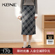 KBNE半身裙女裙子秋冬款2025春季新款格子a字裙今年流行爆款半裙 灰格 M