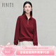 FINITY衛(wèi)衣25年秋季新款簡(jiǎn)約拉鏈設(shè)計(jì)百搭寬松上衣女 酒紅色 XL