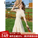 百圖betu女裝秋季新款連衣裙收腰氣質(zhì)南法短袖連衣裙女2307T66 杏色 S