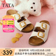 他她（TATA）復(fù)古勃肯拖鞋女鞋厚底沙灘外穿涼鞋2025夏季新款 米白 38