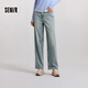 森馬（Semir）森柔牛仔|牛仔褲女抓毛闊腿褲街頭個(gè)性冬季寬松長(cháng)褲103724124001B