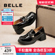 百麗（Belle）舒適樂(lè )福鞋女2025春新商場(chǎng)同款通勤百搭鞋D7E1DAA5 黑色-跟高6CM 37 (235mm)