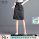 她池A字牛仔短裙2025春夏新款女裝時(shí)尚高腰活力開叉半身裙