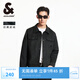 杰克·瓊斯（JACK&JONES）25年男裝外套男年春秋仿麂皮上衣翻領夾克男輕商務休閑外套高檔 E44黑砂色 L