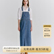 ELAND衣戀背帶牛仔連衣裙A字中長裙子夏新款 牛仔色(55)Indigo M 165
