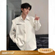馳桓小眾設計感假兩件白色墊肩襯衫男高級感時(shí)尚潮流韓系穿搭長(cháng)袖襯衣 白色 （長(cháng)袖） 2XL