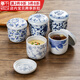 千代源小燉盅一人湯盅帶蓋茶碗蒸日本進(jìn)口藍凜堂福字陶瓷蒸盅日式蒸蛋盅 藍凜堂福文字蛋盅
