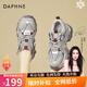 達芙妮（DAPHNE）老爹鞋女厚底增高新款休閑百搭網(wǎng)面透氣戶外運動鞋女生學(xué)生 銀紅色 單層 跟高8cm 38 (240mm) 標(biāo)準(zhǔn)碼