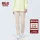 無(wú)印良品（MUJI）女式 橫豎彈力絲光斜紋 修身錐形褲 褲子休閑褲 BEM72C4S 象牙色 M (160/66A，下襠75cm)