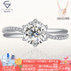 星眸珠寶18K金白鉆石戒指扭臂六爪顯鉆求婚結(jié)婚鉆戒送女友女神節(jié)禮物 18K金-10分H色SI天然鉆