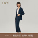 OVV2022秋冬新款女裝高彈針織通勤職業(yè)煙管褲套裝西褲 藏青A6 XL