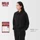 無印良品（MUJI）女式 易干 彈力泡泡紗 襯衫式夾克 女裝外套25年春夏上衣BD101A5S 黑色 M （160/84A）