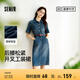 森馬（Semir）森柔牛仔|商場同款牛仔連衣裙女腰帶2025夏季新款開叉工裝裙 牛仔黃泥染80325 XL