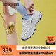 斯凱奇（Skechers）女鞋秋冬小白熊休閑鞋子厚底增高百搭運動軟底老爹鞋99999863 白色/海軍藍色/WNV 36