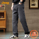 吉普（JEEP）【加絨加厚】牛仔褲男2025秋冬潮流時(shí)尚百搭寬松直筒褲子保暖男褲
