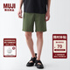 無(wú)印良品（MUJI）男式 水洗 平紋 短褲 純棉全棉 褲子 休閑褲 AED10A3S 卡其綠 L