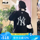 美職棒（MLB）官方 衛(wèi)衣女裝春季新款運(yùn)動(dòng)服復(fù)古老花NY男女上衣情侶圓領(lǐng)套頭衫 紐約洋基隊(duì)/黑色/建議拍大一碼 XS 160/84A