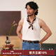 CULTUM純棉夏季透氣網(wǎng)眼馬甲運動背心男外穿無袖t恤寬松坎肩汗衫 本白色 XL