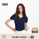 森馬（Semir）polo衫女短款收腰翻領(lǐng)襯衫25夏刺繡涼感緊身T恤辣妹109325115005
