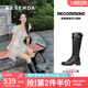 森達(dá)小金豆騎士靴女2025年冬新時(shí)尚厚底粗跟過(guò)膝長(zhǎng)筒靴ZTI12DG5 黑色單里 38