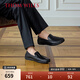 THOM WILLS2023新款豆豆鞋男真皮夏季商務(wù)休閑皮鞋一腳蹬樂(lè )福鞋 黑色A5191 40 /7碼