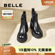 百麗（Belle）拼色時(shí)尚切爾西靴女商場(chǎng)同款厚底增高靴B9J1DDD4 黑色-單里 36 (230mm)