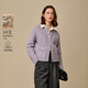 茵曼簡(jiǎn)約通勤拉毛仿牛絨毛衣2025冬女裝新款針織開(kāi)衫外套 灰紫色 M
