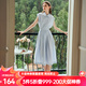 Olrain【時(shí)尚通勤套裝】條紋襯衫+半裙夏季女裝2025新款兩件套衣服 藍(lán)條紋 M