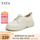 他她（TATA）厚底系帶單鞋女百搭黑色英倫小皮鞋春商場同款7PJ31AM4 米色 37