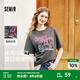 森馬（Semir）短袖t恤女中長(cháng)款寬松顯瘦萌寵印花上衣2025夏裝新款透氣套頭衫 褐灰20867-系蝴蝶結的小狗 L