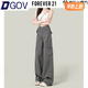 DGOV水泥灰美式闊腿工裝褲女2025新款休閑百搭款復(fù)古高腰直筒牛仔褲子 灰色長(zhǎng)褲（zt） M 【95-105斤】