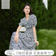 對白【杜鵑同款】法式浪漫碎花連衣裙女夏季2025年新款V領(lǐng)茶歇裙 黑底繁花印花 XL