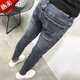 瑞詩(shī)珂夏季新款牛仔褲男韓版修身小腳褲潮牌百搭彈力精神小伙九分褲潮男 深灰色 3303 27