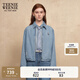 Teenie Weenie小熊牛仔外套女2025年春季新款刺繡簡(jiǎn)約休閑短款?yuàn)A克外套女 中藍(lán)色 M